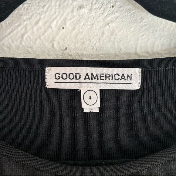 Good American Peepin Grommet Embellished Long Sleeve BodyCon Dress Black Sz 4 XL - Picture 5 of 7